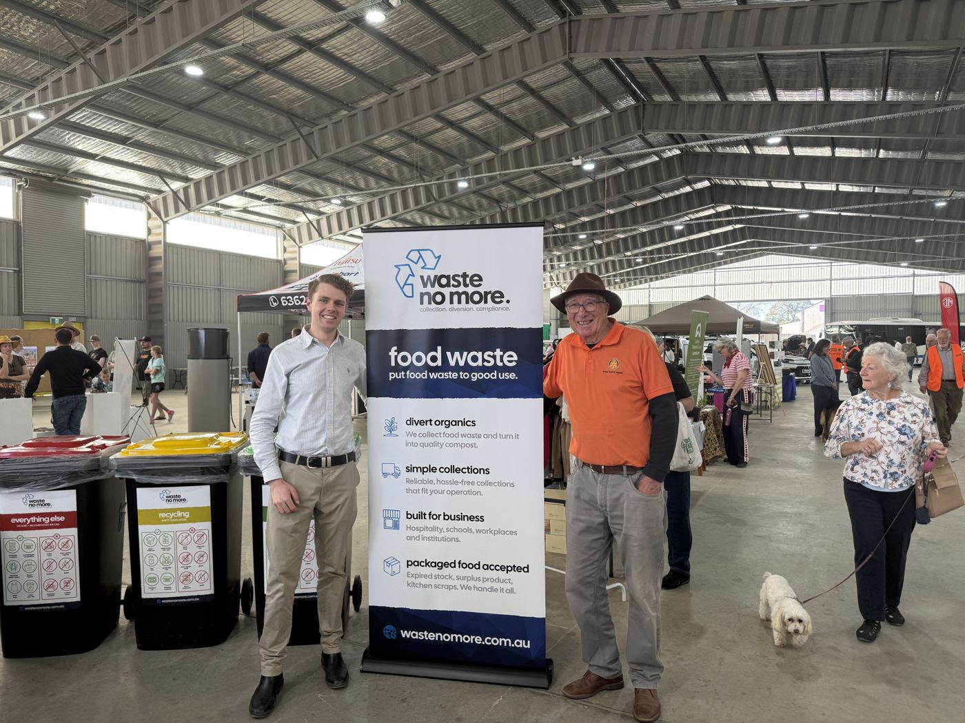 Pad Dwyer from Waste No More with a Rotary Club of Orange member at the Orange Sustainable Living Expo 2026